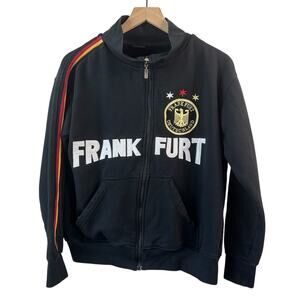 RMT Mens Sweatshirt Frank Furt Small Black Full Zip Embroidered Germany Patches